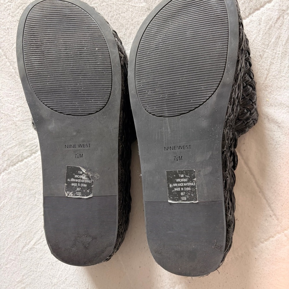 Nine West Black Woven Platform Slide Sandals Women’s 7.5 - Picture 3 of 9